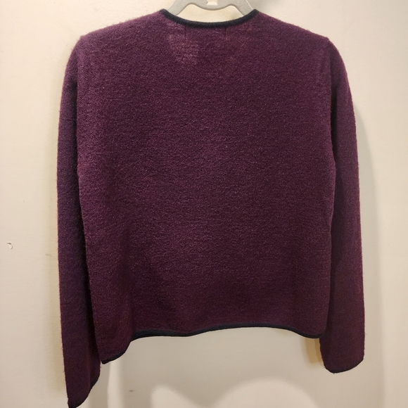 GEOFFREY BEENE BURGUNDY 100% Wool Zip Up Sweater size S - Picture 8 of 10
